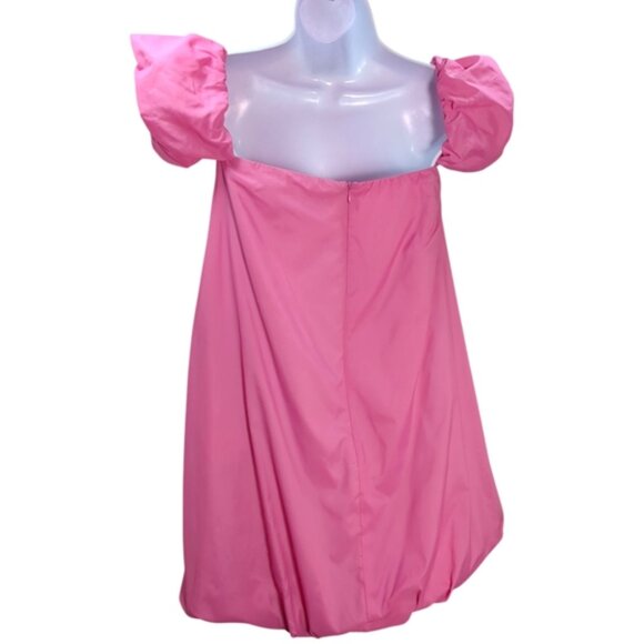 Staud Off the Shoulder Nylon Dress in Bubble Gum Bright Pink SZ 6 - Picture 7 of 11